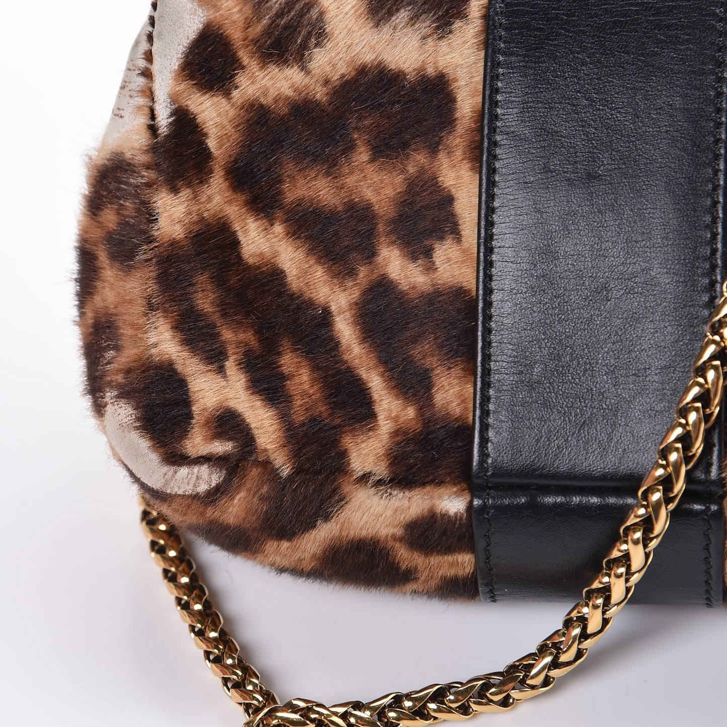 Calf Hair Leopard Print Sweet Charity Crossbody Bag