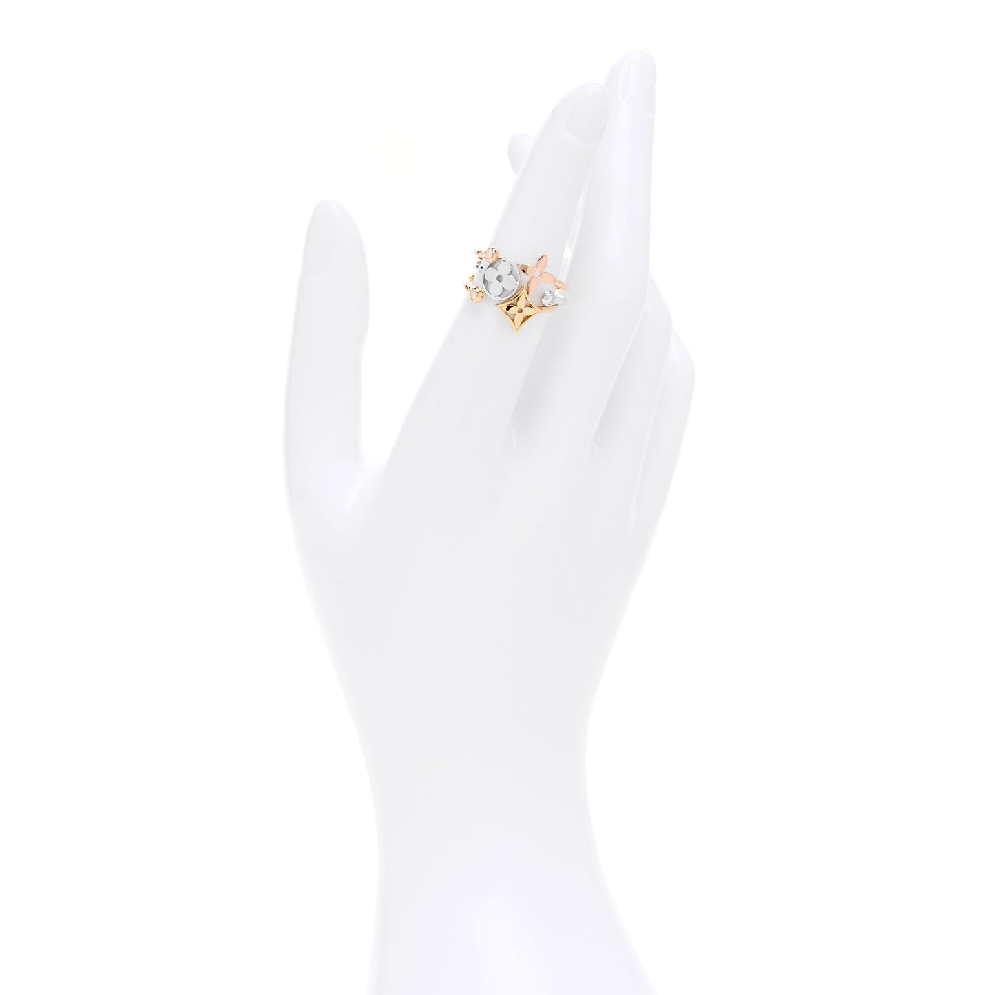 18K Yellow Pink White Gold Diamond Idylle Blossom Ring 3 Set 53 6.5