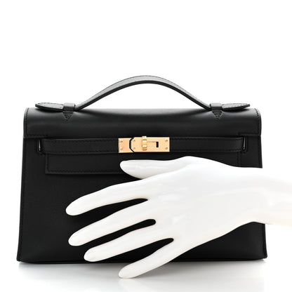 Hermes Swift Kelly Pochette Clutch Black 2 of 12