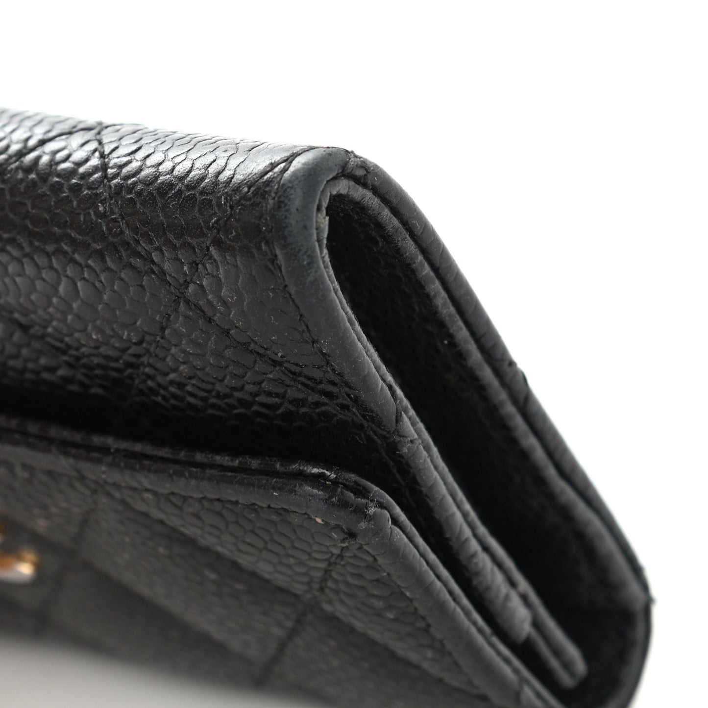 Caviar Quilted Flap Card Holder Black