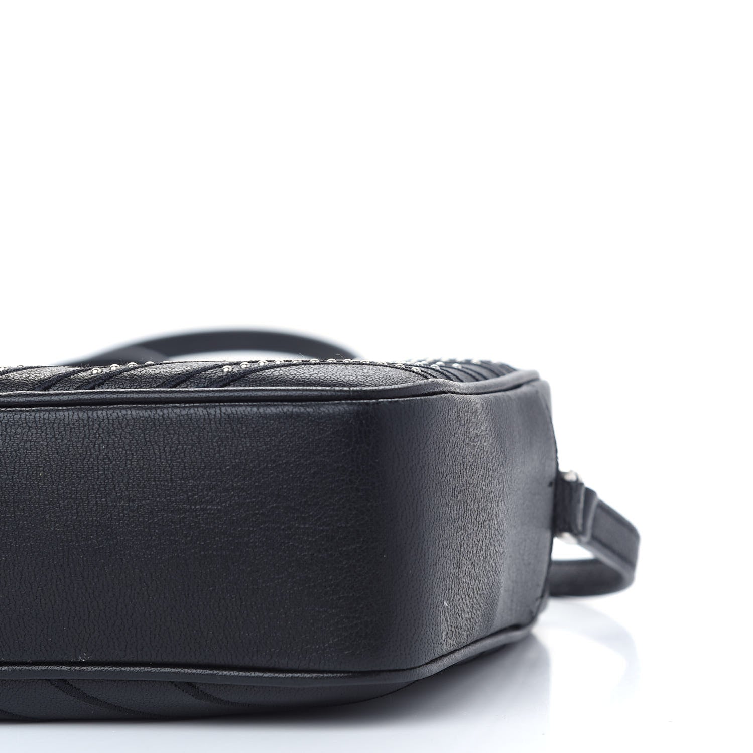 Saint Laurent Calfskin Studded Matelasse Monogram Lou Camera Bag Black 8 of 8