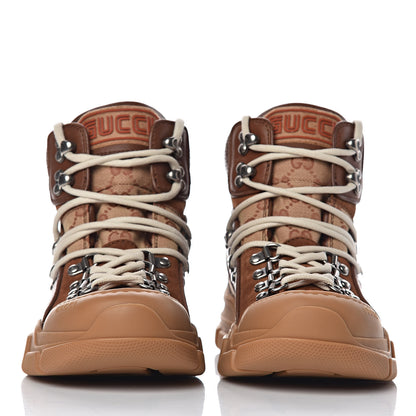 Gucci X SEGA Suede Calfskin GG Monogram Womens Flashtrek High-Top Sneakers 36 New Cuir Beige Ruggine 2 of 9