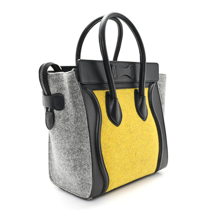 Celine Felt Smooth Calfskin Micro Tri-Color Luggage Black Yellow 3 of 9