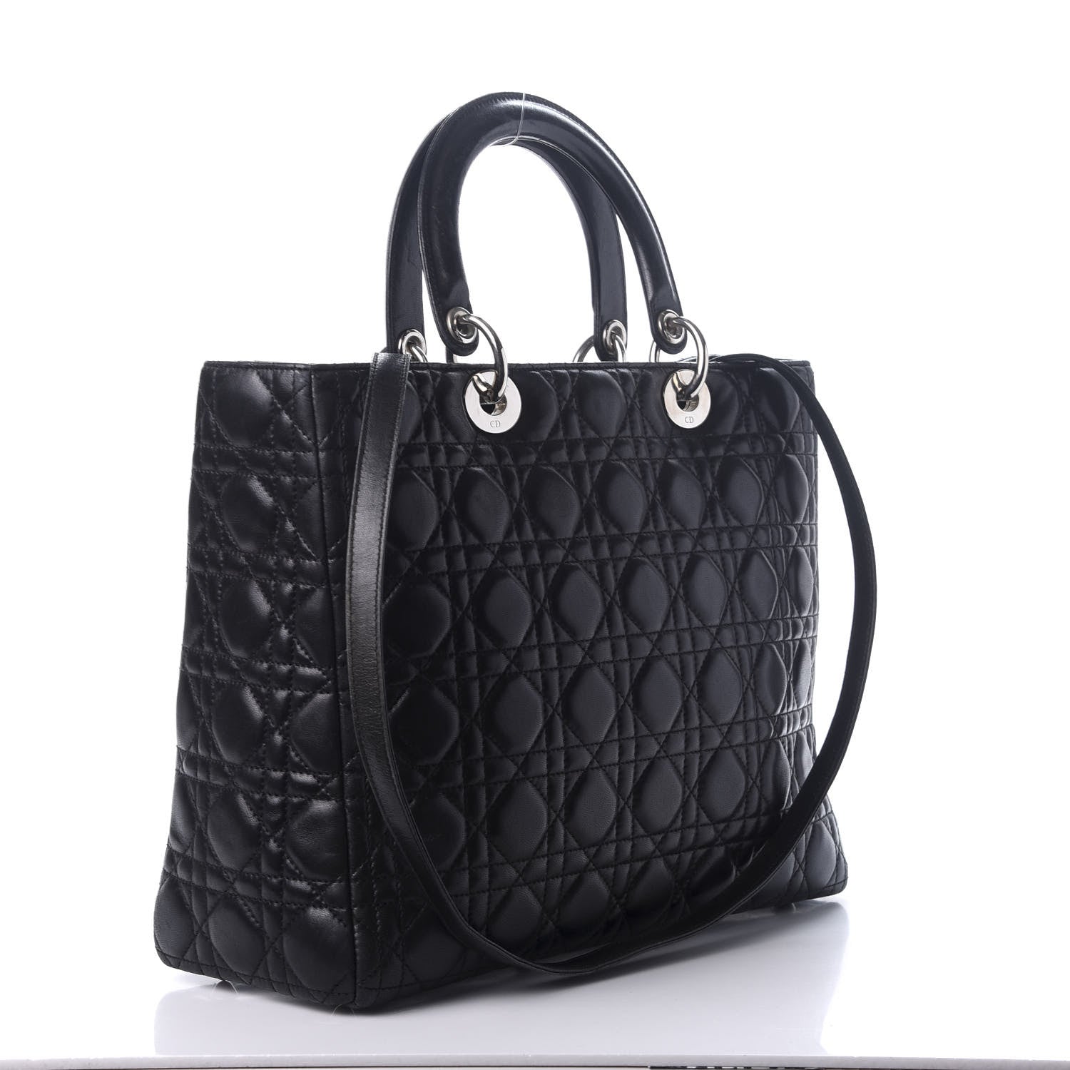 Christian Dior Lambskin Cannage Large Lady Dior Black 2 of 8