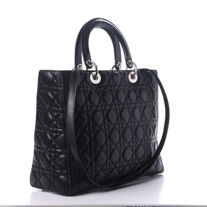 Christian Dior Lambskin Cannage Large Lady Dior Black 2 of 8