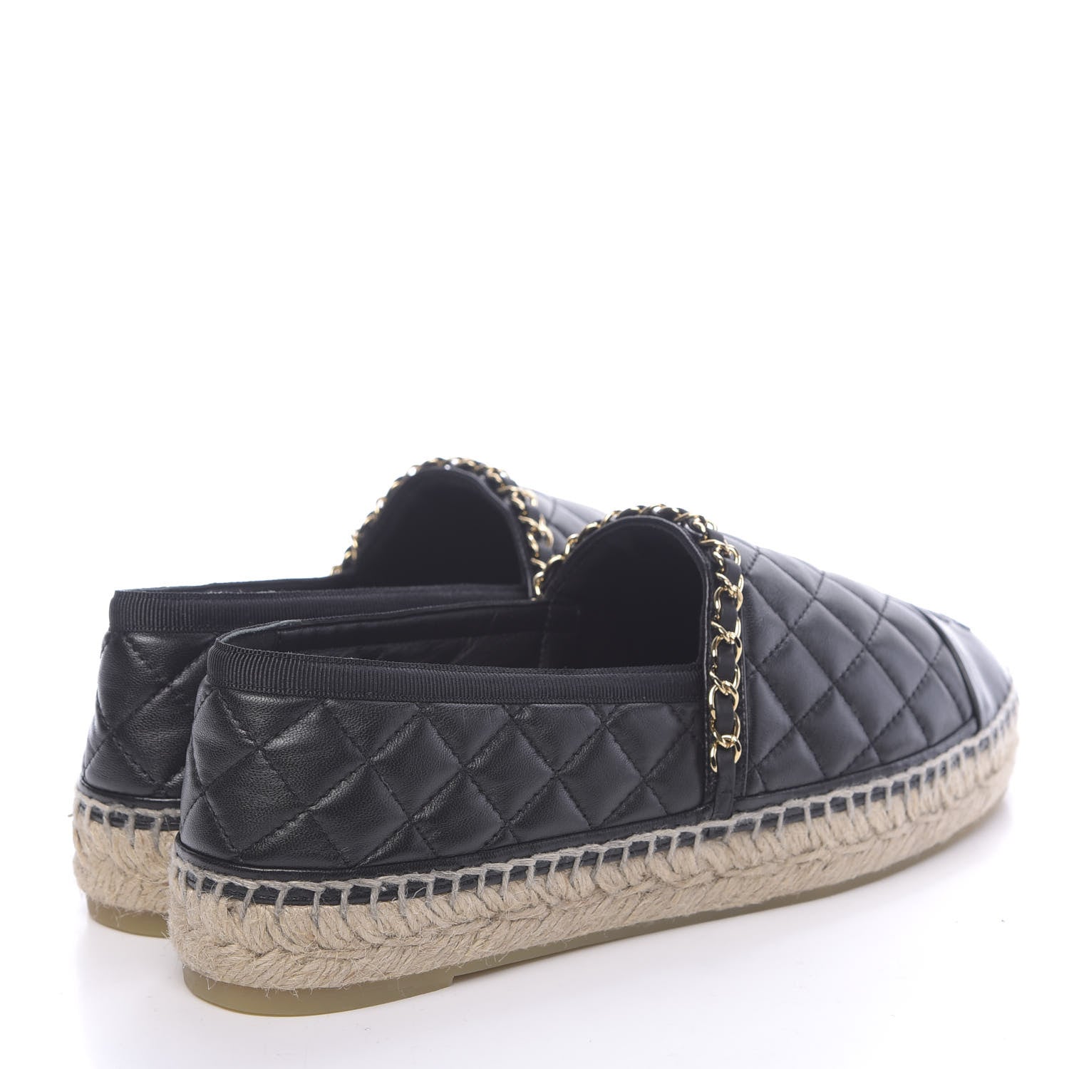 Chanel Lambskin Quilted CC Chain Espadrilles 39 Black 4 of 8