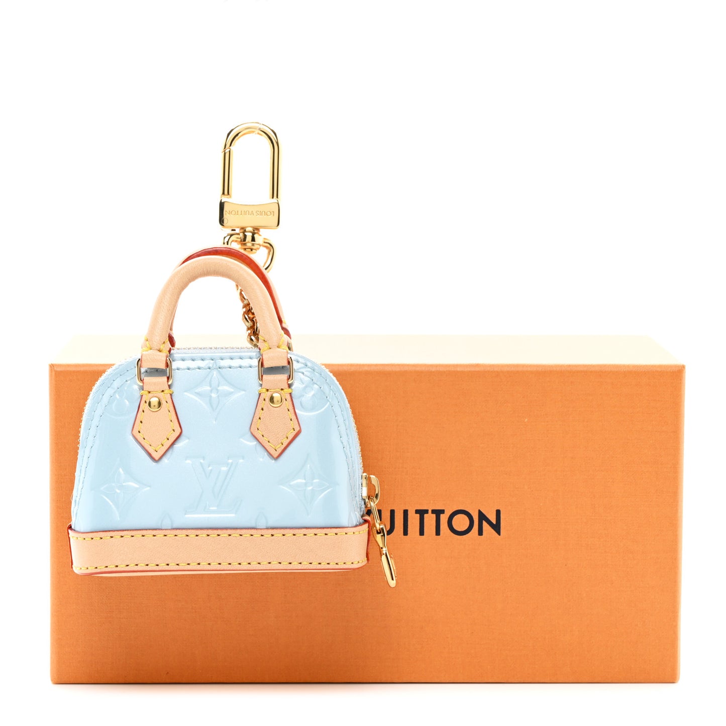 Vernis Monogram Micro Alma Bag Charm Key Holder Blue