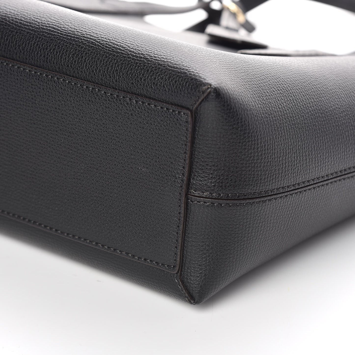 Grainy Calfskin Haymarket Check Small Reversible Tote Black