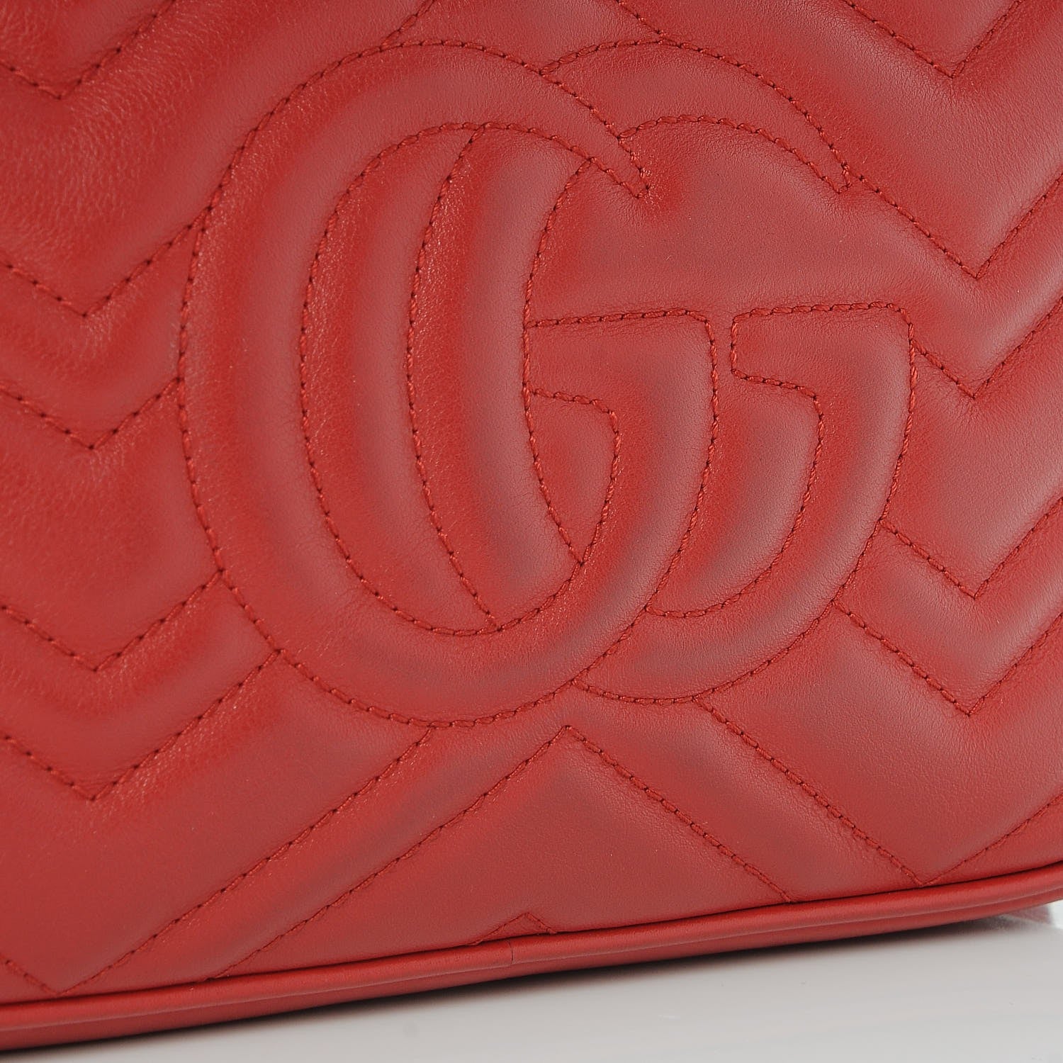 Gucci Calfskin Matelasse Small GG Marmont Chain Shoulder Bag Hibiscus Red 9 of 10