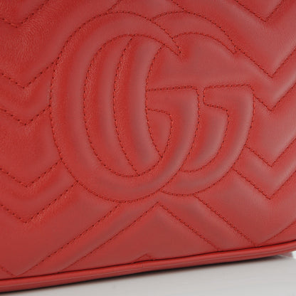 Gucci Calfskin Matelasse Small GG Marmont Chain Shoulder Bag Hibiscus Red 9 of 10