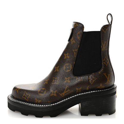 Louis Vuitton Patent Monogram LV Beaubourg Ankle Boots 38.5 Black 1 of 9