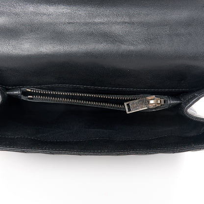 Saint Laurent Sheepskin Matelasse Chevron Monogram Medium College Bag Black 5 of 11