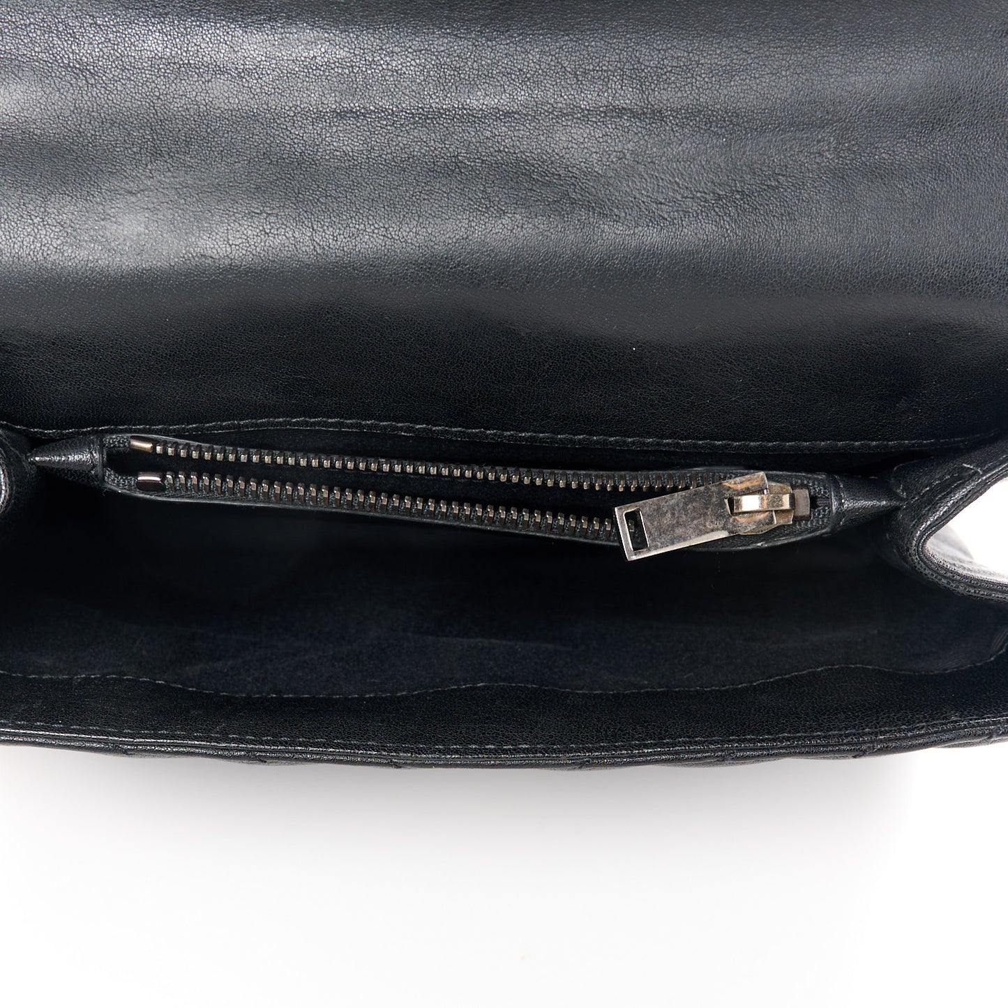 Sheepskin Matelasse Chevron Monogram Medium College Bag Black