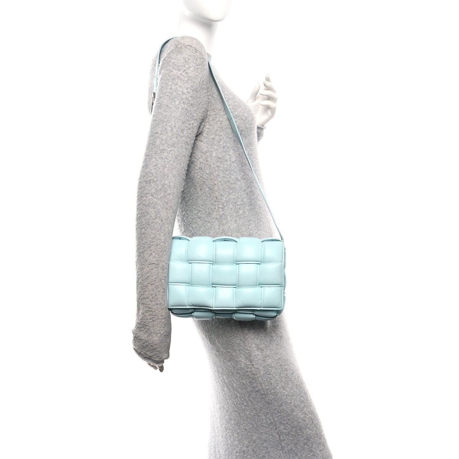 Bottega Veneta Paper Calfskin Maxi Intreccio Padded Cassette Crossbody Bag Ice 2 of 9