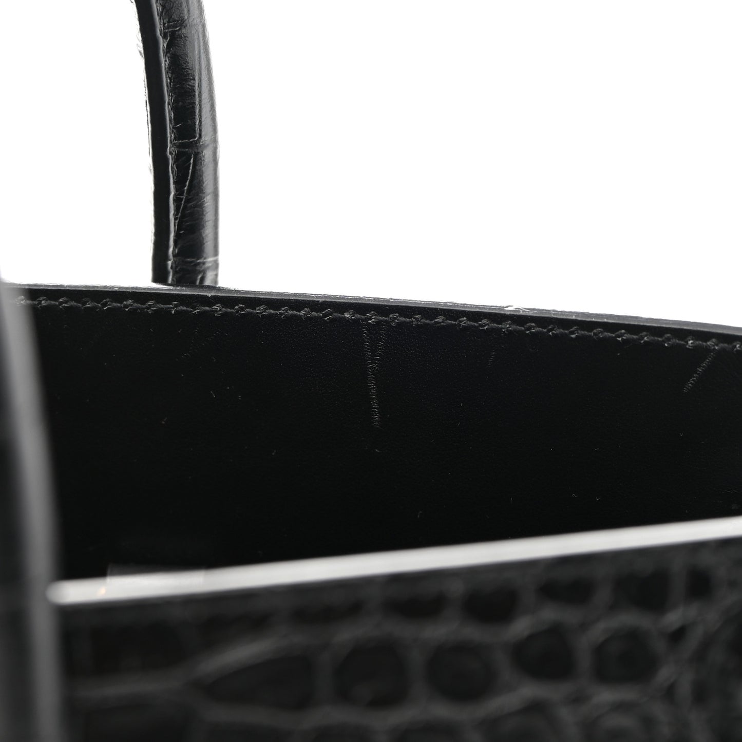 Calfskin Crocodile Embossed Small Sac de Jour Black