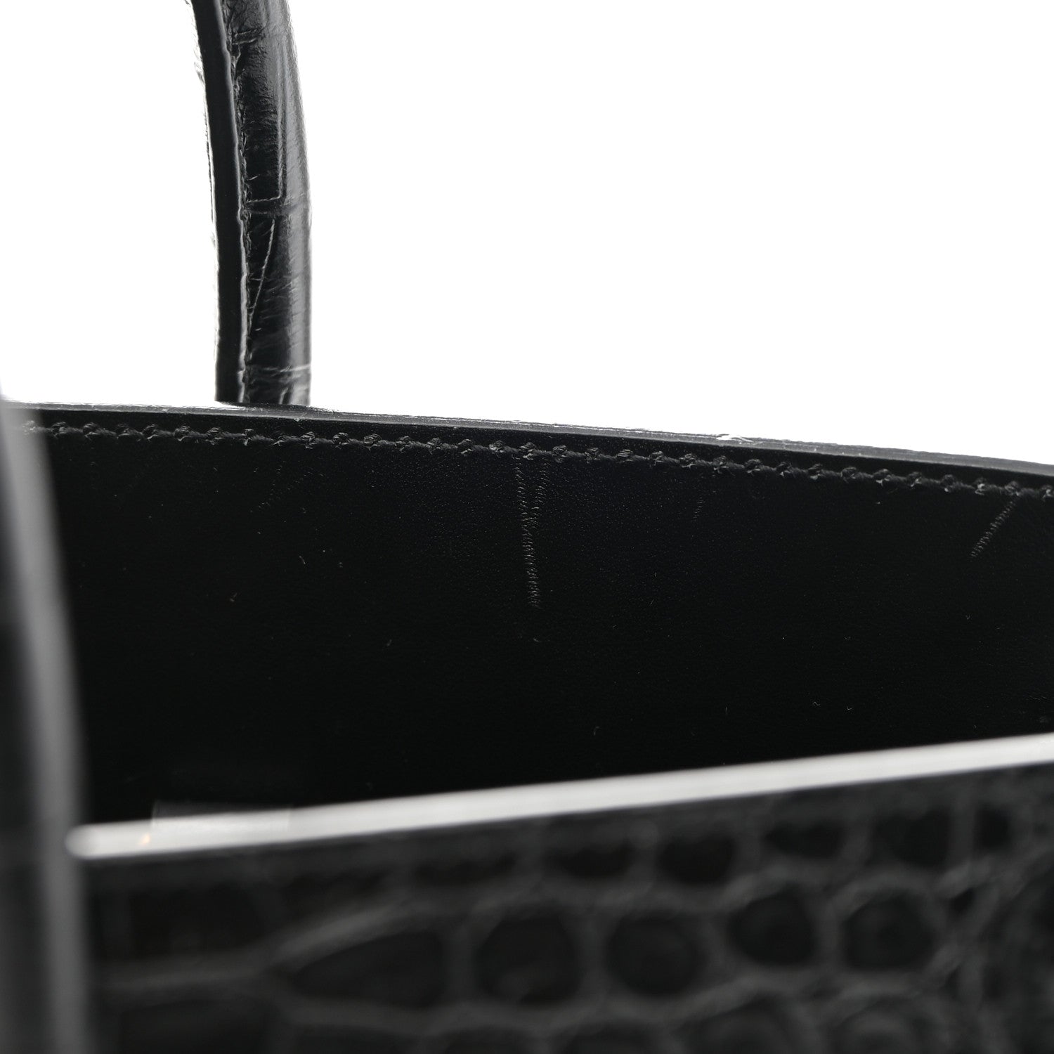 Saint Laurent Calfskin Crocodile Embossed Small Sac de Jour Black 10 of 10