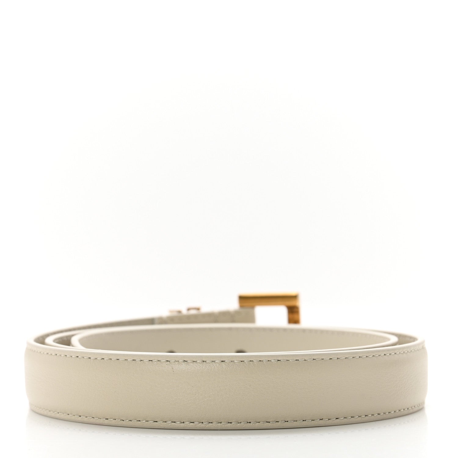 Saint Laurent Smooth Calfskin Monogram Square Buckle Belt 70 28 White 2 of 6