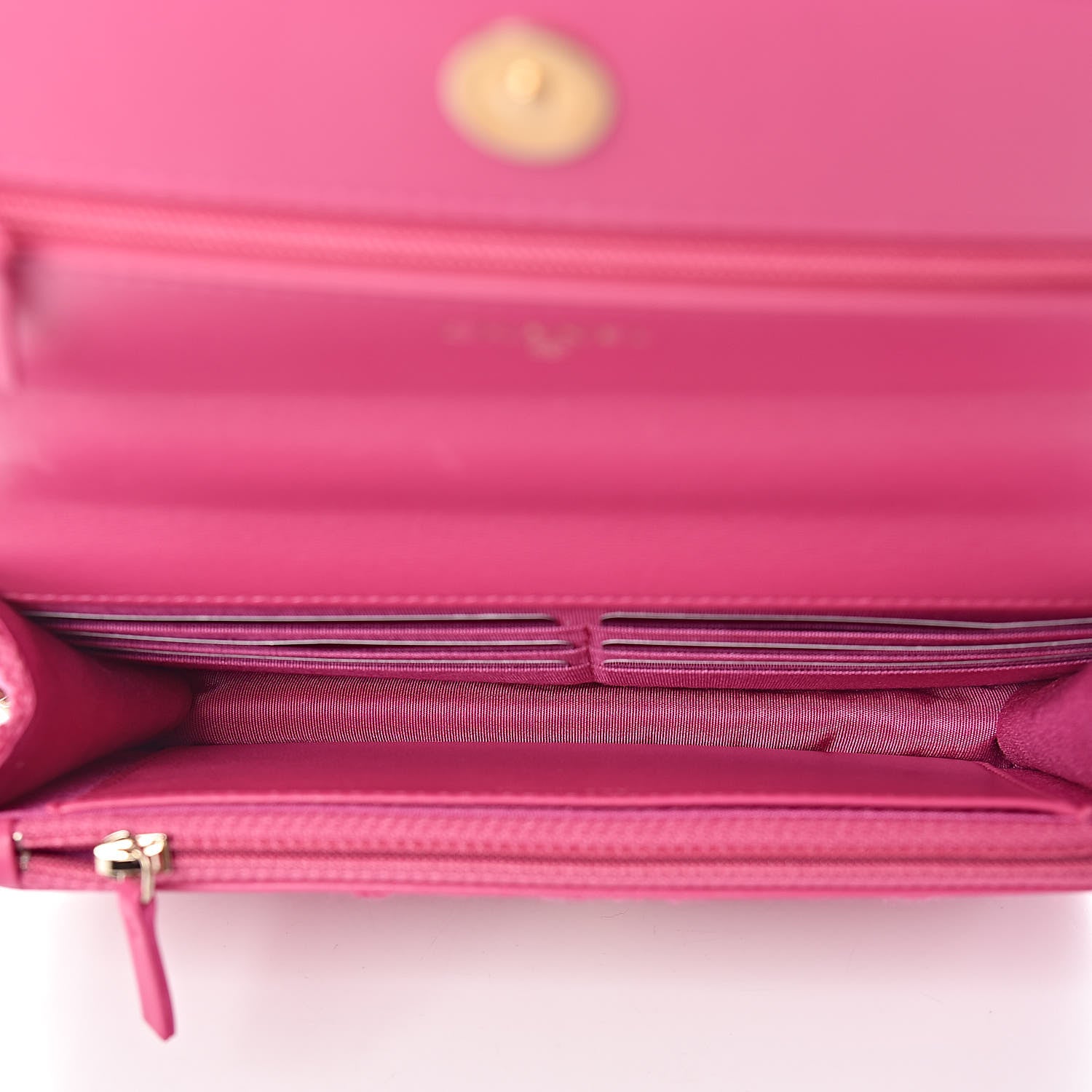 Chanel Wool Tweed Lambskin Quilted 19 Wallet On Chain WOC and Coin Purse Fuchsia 5 of 17