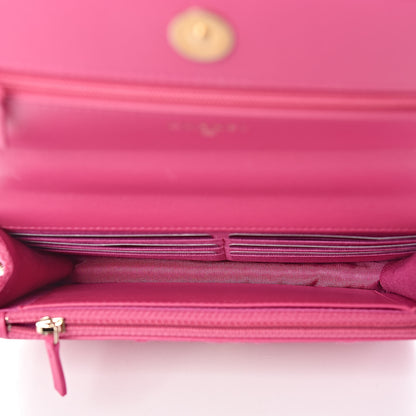 Chanel Wool Tweed Lambskin Quilted 19 Wallet On Chain WOC and Coin Purse Fuchsia 5 of 17