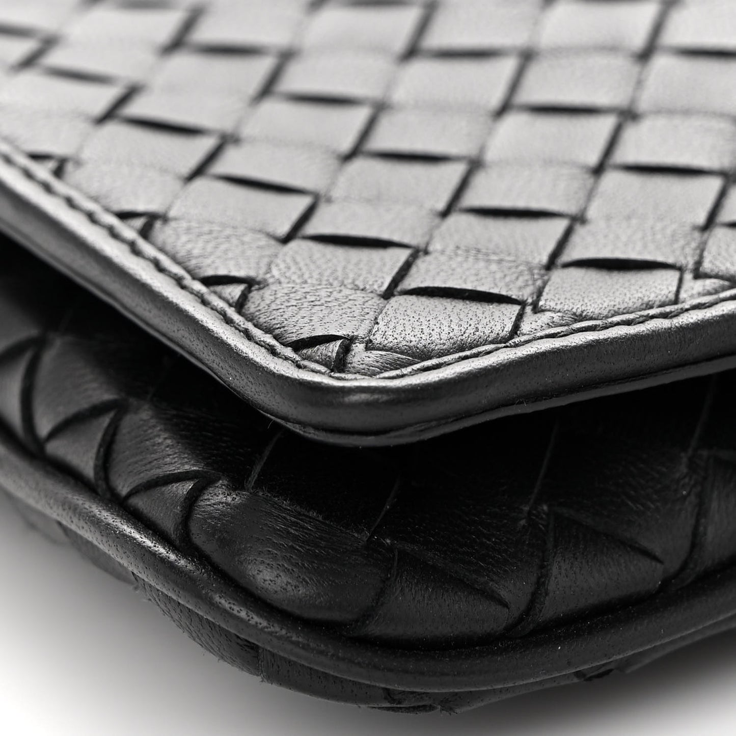 Nappa Intrecciato Crossbody Messenger Flap Black