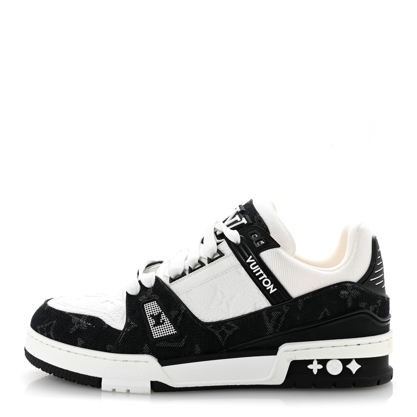 Calfskin Monogram Denim Womens LV Trainer Sneakers 39 Black