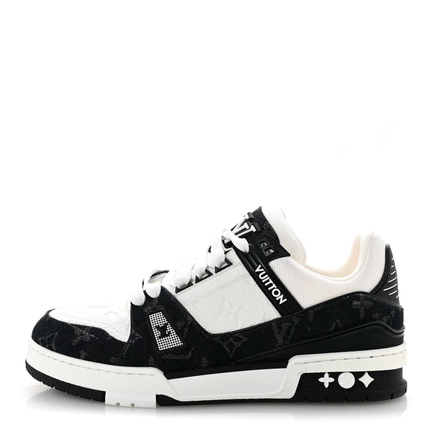 Louis Vuitton Calfskin Monogram Denim Womens LV Trainer Sneakers 39 Black 1 of 8