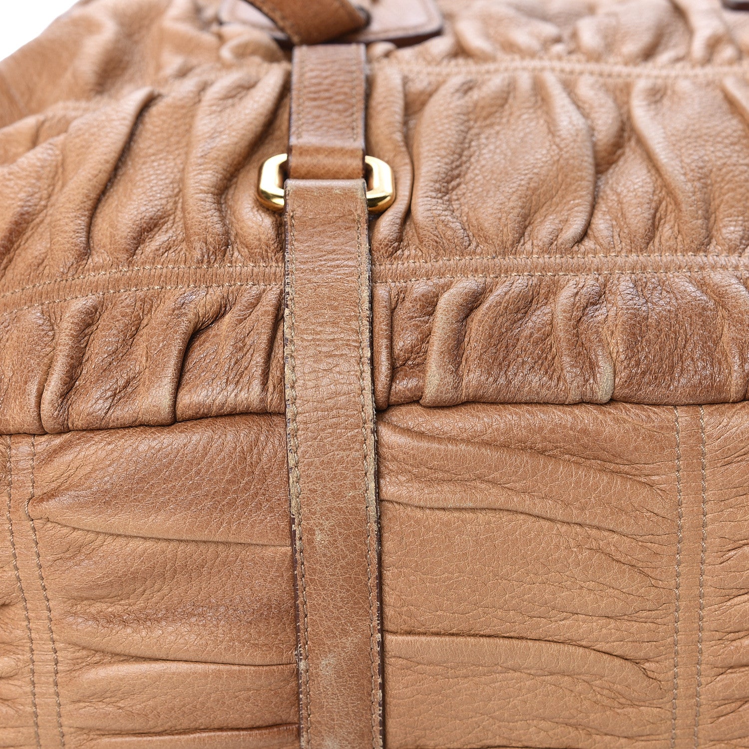 Prada Cervo Deerskin Gaufre Dome Satchel Naturale 16 of 30