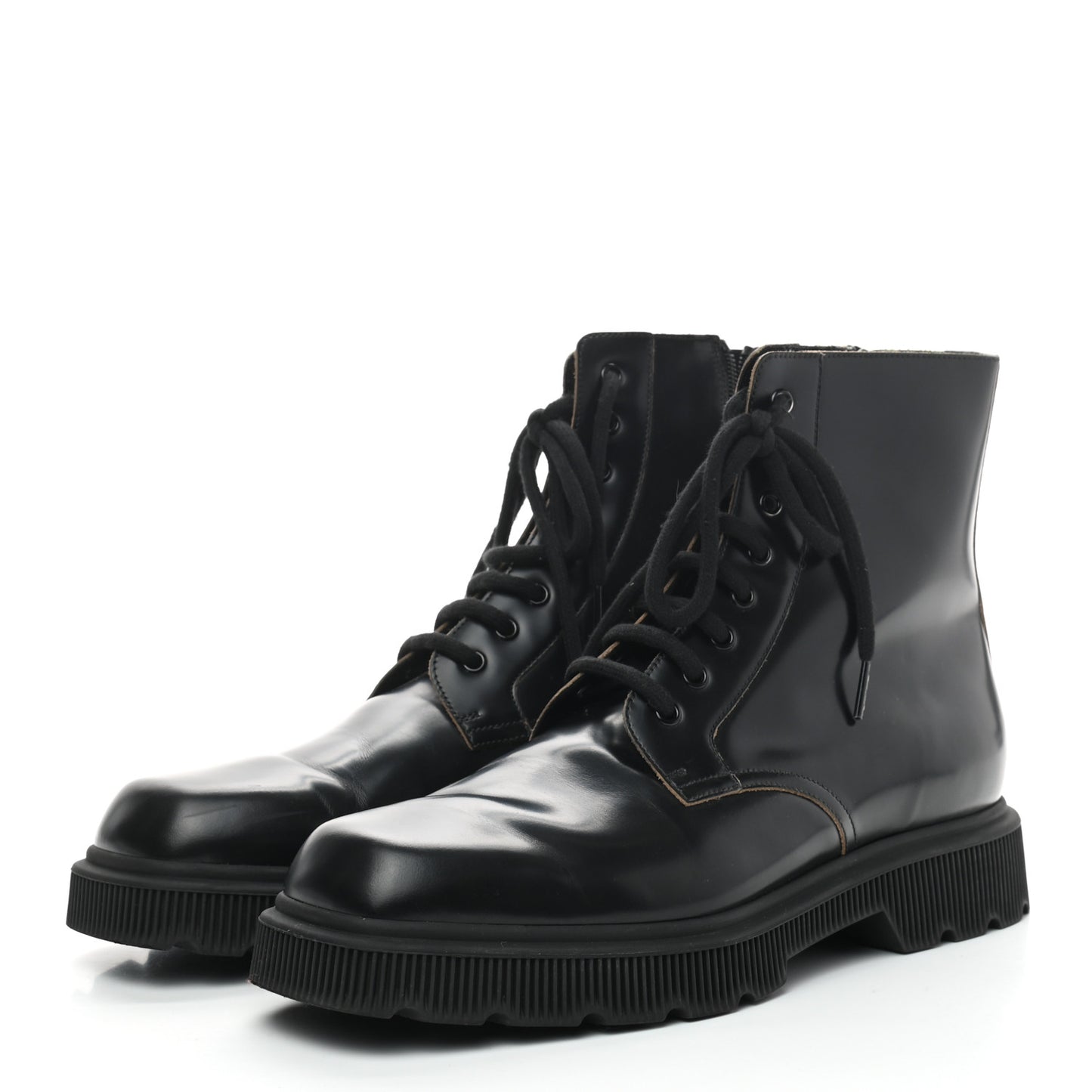 Calfskin Mens Double G Lace Up Boots 10.5 Black