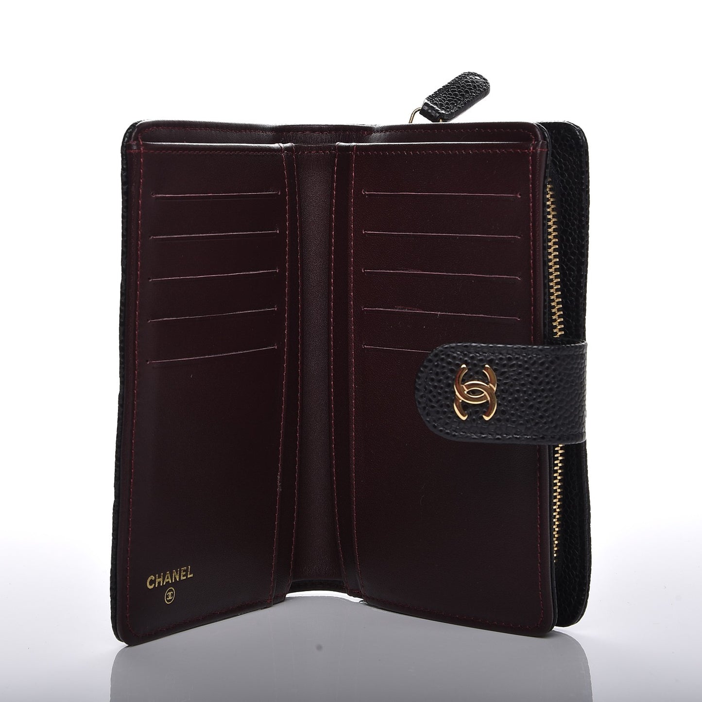 Caviar Quilted Zipped Pocket Wallet Black