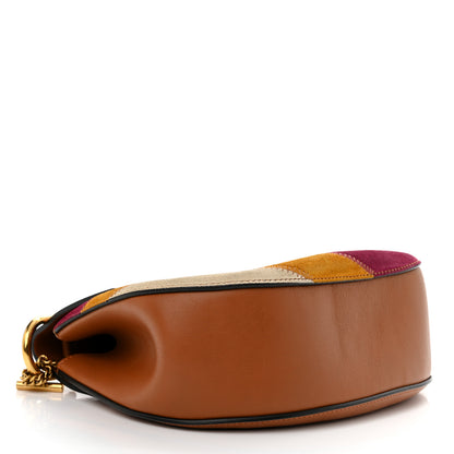 Chloe Calfskin Suede Rainbow Patchwork Drew Shoulder Bag Caramel 4 of 9