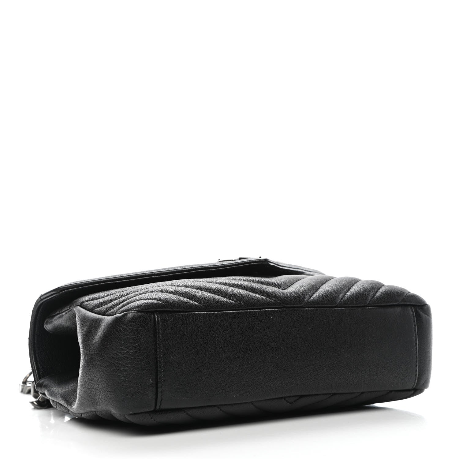 Saint Laurent Sheepskin Matelasse Chevron Monogram Medium College Bag Black 3 of 5