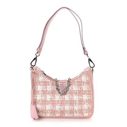 Prada Yarn Raffia Effect Crochet Mini Re-Edition Shoulder Bag Alabastro 1 of 12