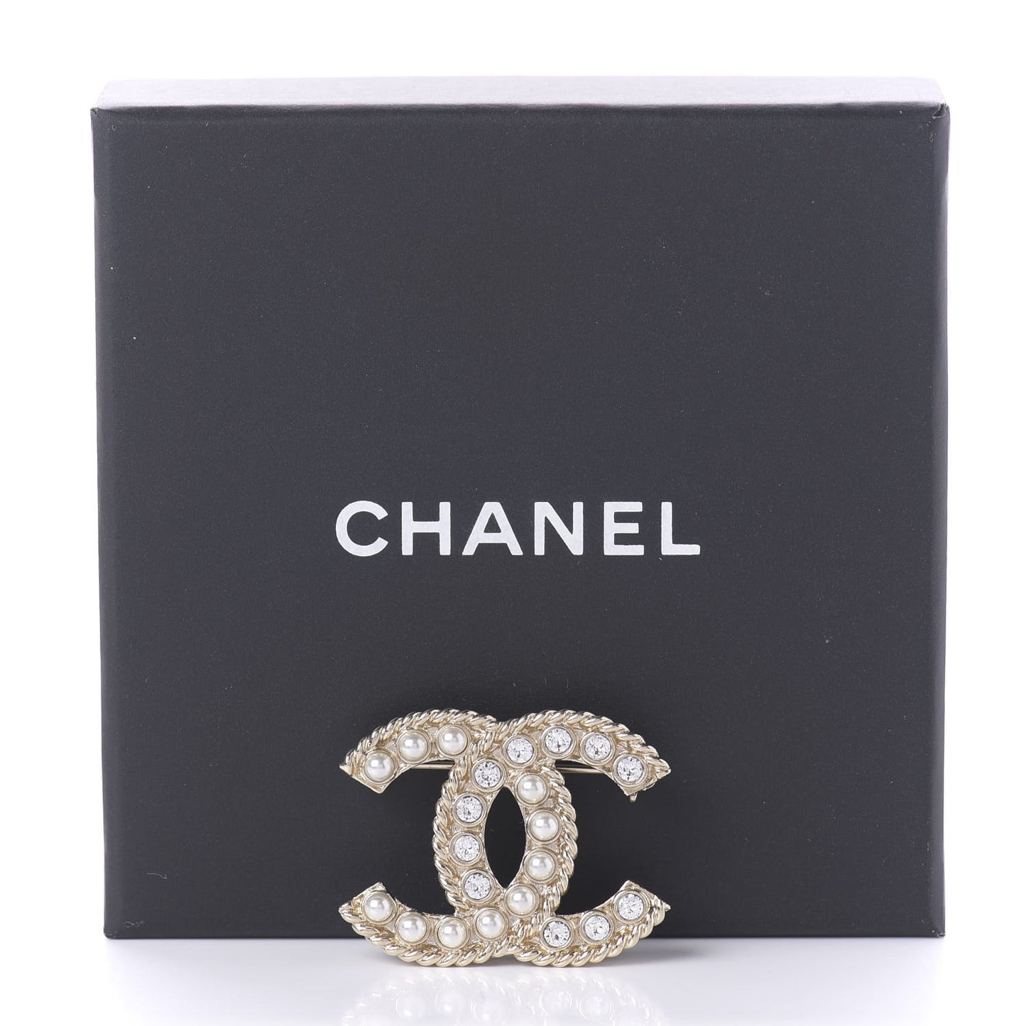 Pearl Crystal April In Paris CC Brooch Gold