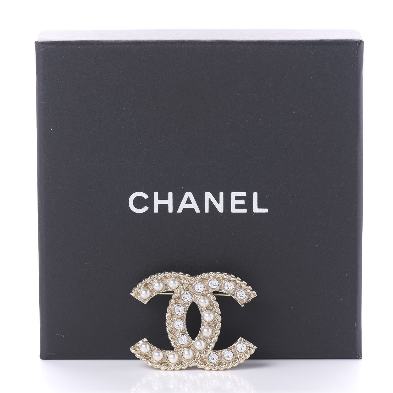 Chanel Pearl Crystal April In Paris CC Brooch Gold 5 of 5