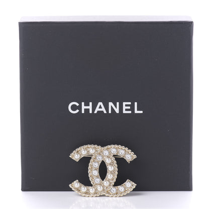 Chanel Pearl Crystal April In Paris CC Brooch Gold 5 of 5