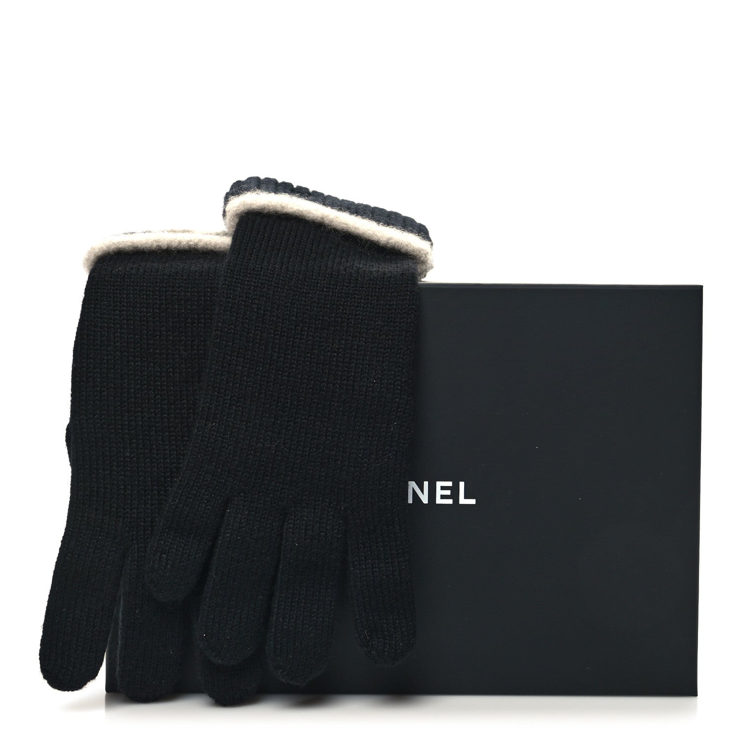 Chanel Wool Cashmere Silk Logo Gloves Black 4 of 4