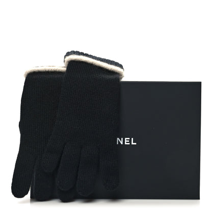 Chanel Wool Cashmere Silk Logo Gloves Black 4 of 4
