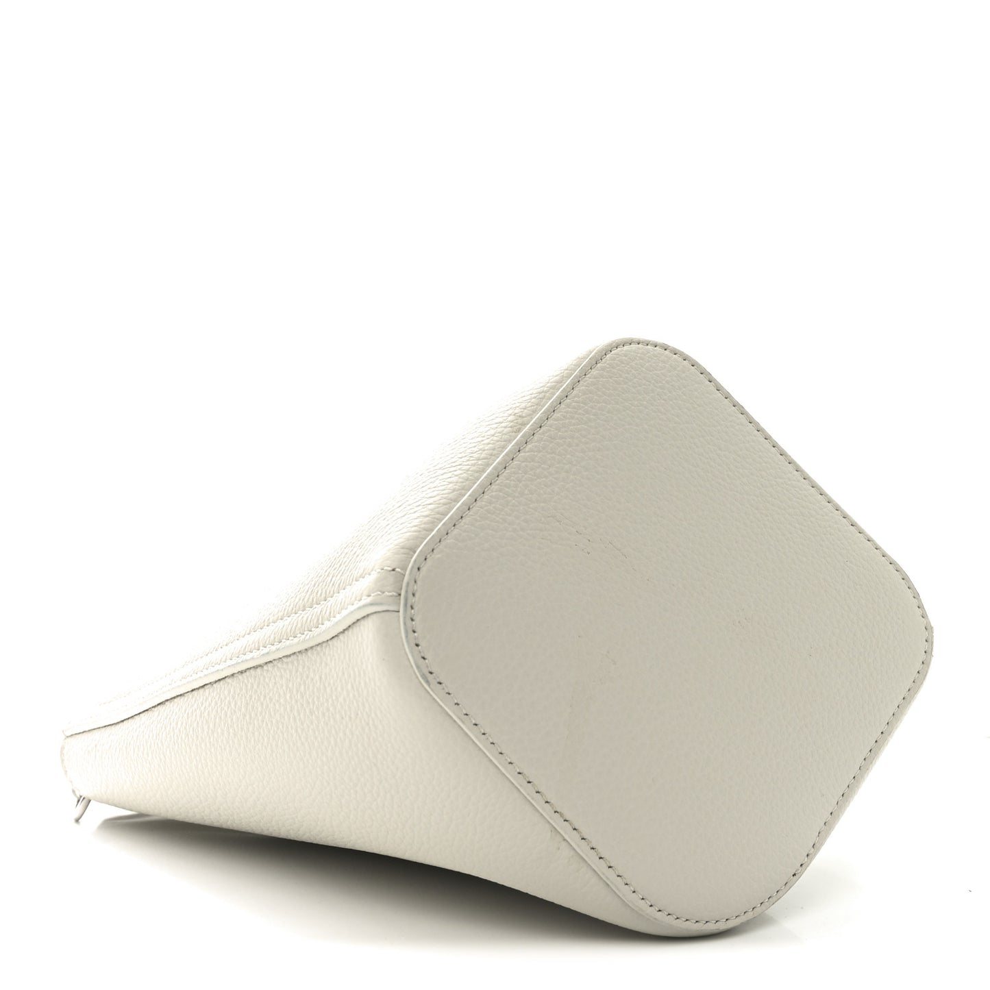 Soft Grained Calfskin Mini Pebble Bucket Bag White