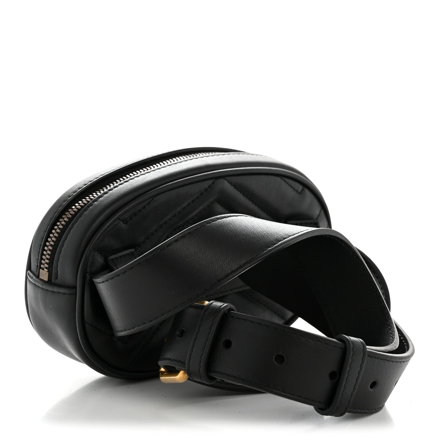 Gucci Calfskin Matelasse GG Marmont Belt Bag 85 34 Black 2 of 12