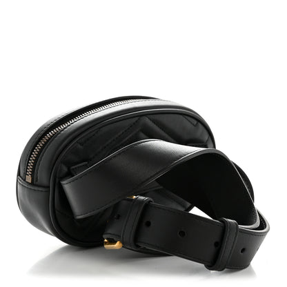 Gucci Calfskin Matelasse GG Marmont Belt Bag 85 34 Black 2 of 12
