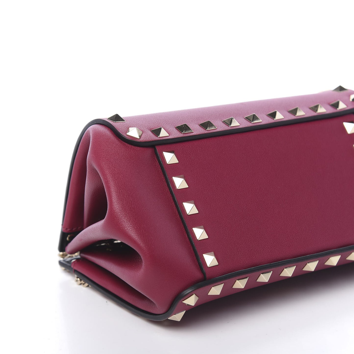 Vitello Rockstud Mini Chain Shoulder Bag Raspberry