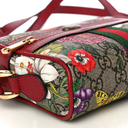 Gucci GG Supreme Monogram Flora Web Mini Ophidia Shoulder Bag Red 9 of 11