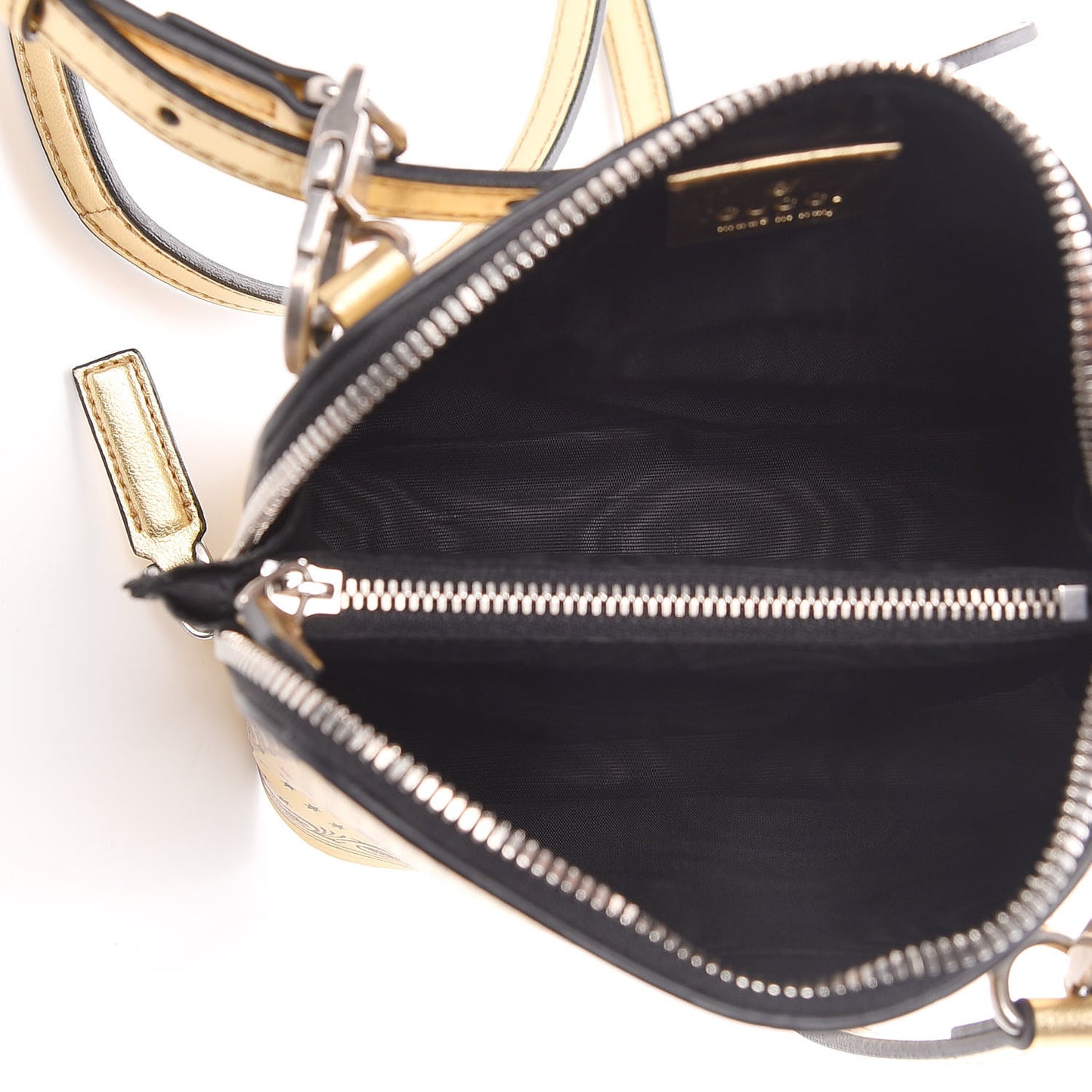 X SEGA Calfskin GUCCY Stars Mini Dome Shoulder Bag Gold