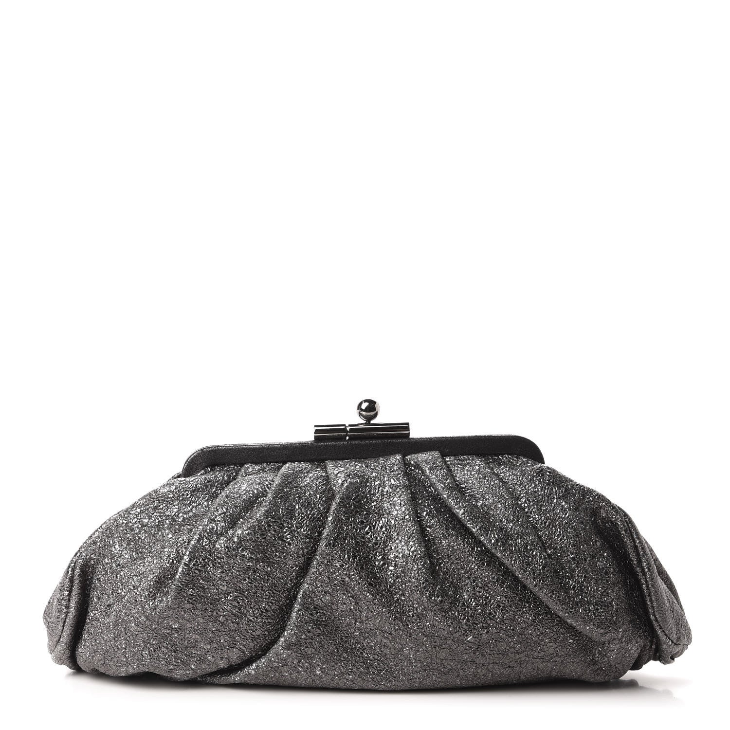 Chanel Metallic Crackled Calfskin Monte Carlo Clutch Dark Silver 1 of 10