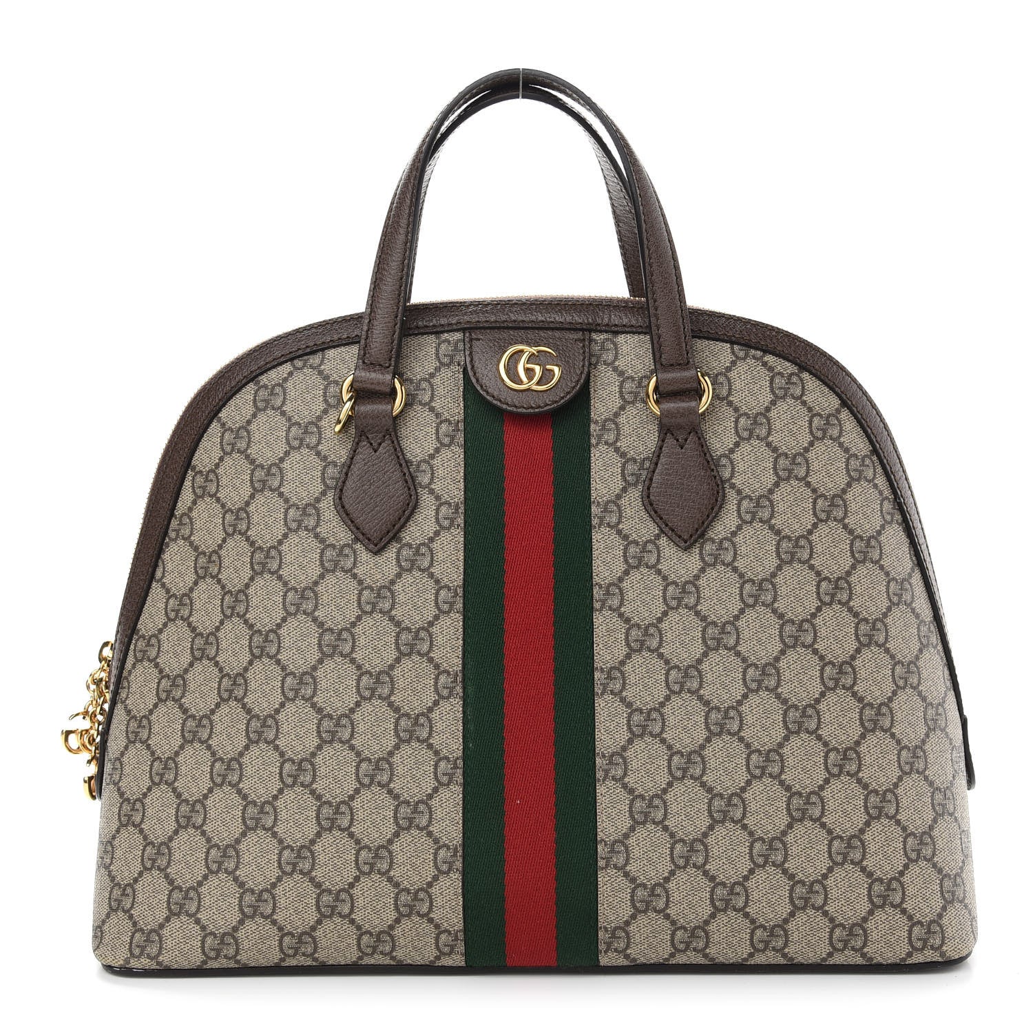 Gucci GG Supreme Monogram Web Medium Ophidia Top Handle Dome Bag Brown 1 of 10