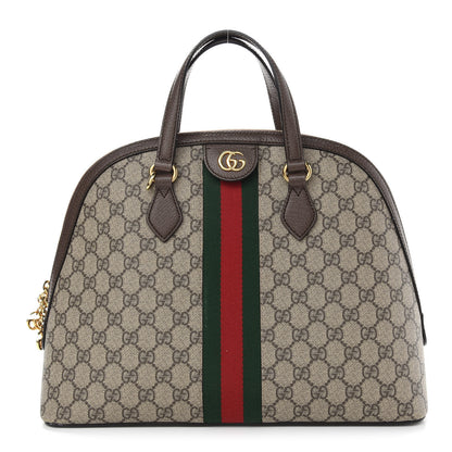 Gucci GG Supreme Monogram Web Medium Ophidia Top Handle Dome Bag Brown 1 of 10