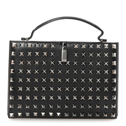 Valentino Garavani Vitello Monochrome Rockstud Allover Top Handle Clutch Black 1 of 6