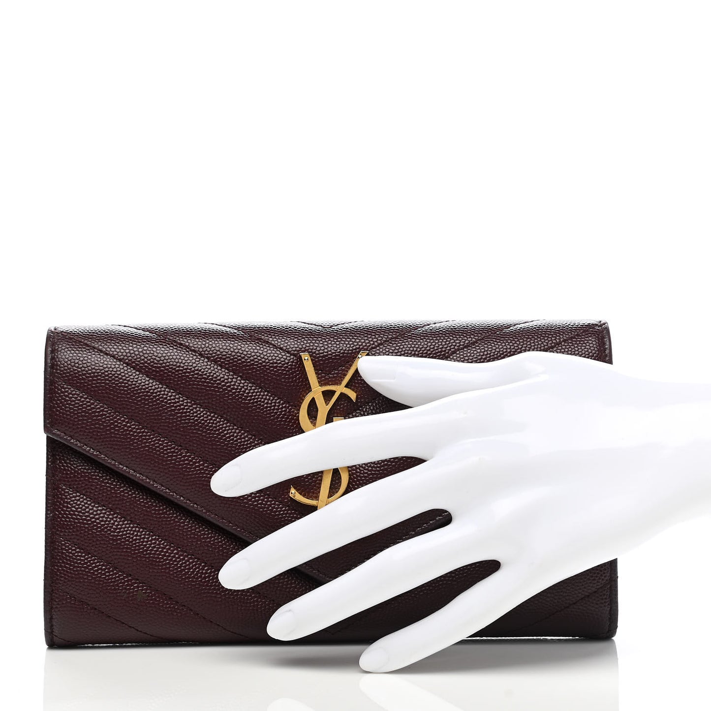 Grain De Poudre Matelasse Chevron Monogram Flap Wallet Rouge Legion
