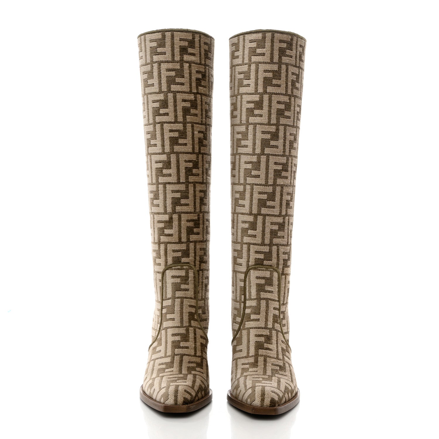 Fendi Chenille Jacquard FF 110mm Knee Boots 37 Tortora Nuvola 2 of 11