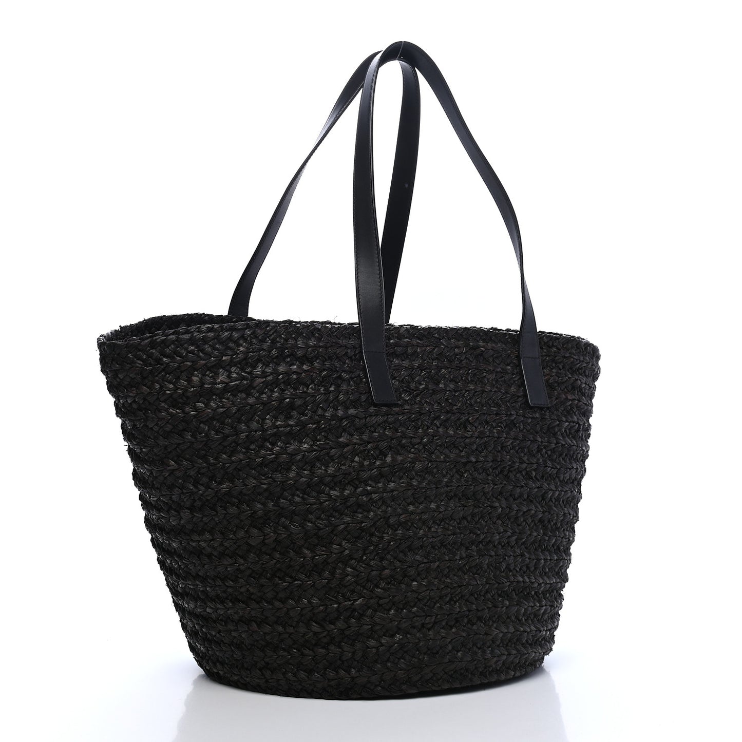Raffia Medium Panier Bag Black